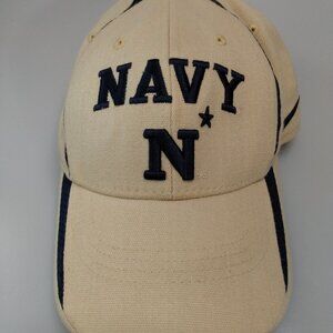 Navy Midshipmen Nike Hat Cap Ivory White Blue NCAA Fitted S/M Mens vintage